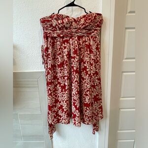 Red floral bustier dress with straps